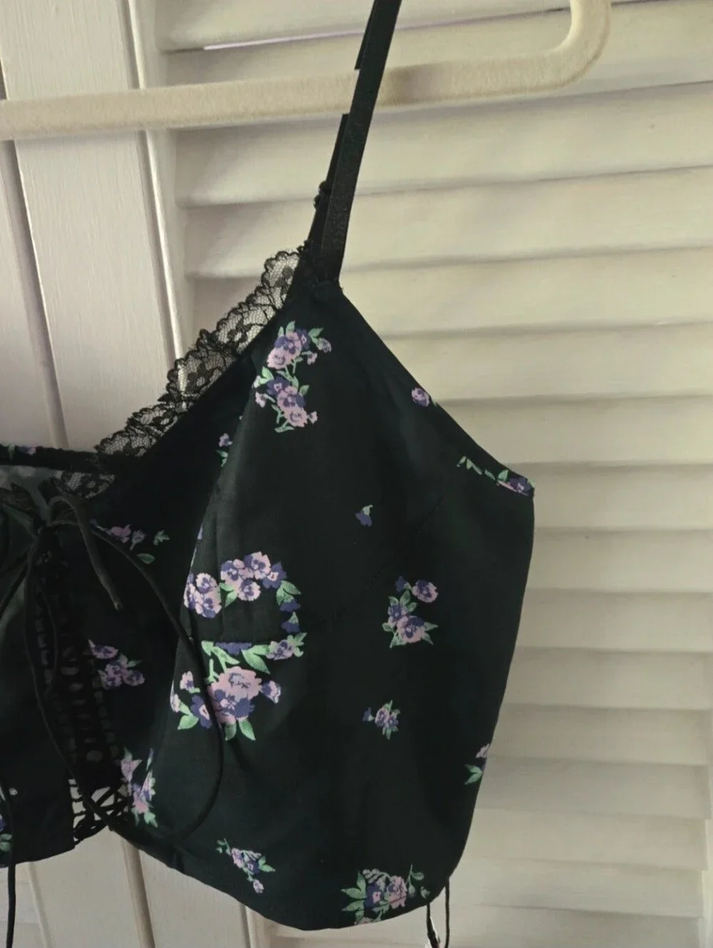 Cider Black Floral Corset Crop Top NWT Y2K Fairy Grunge Lace Cami